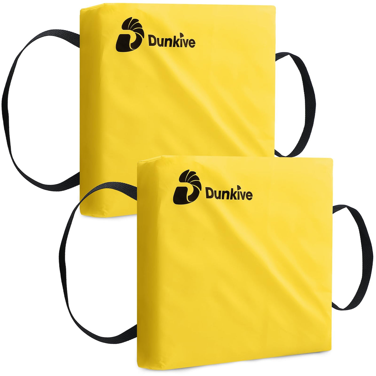 Dunkive front view showing two yellow throw cushions for visibility and safety