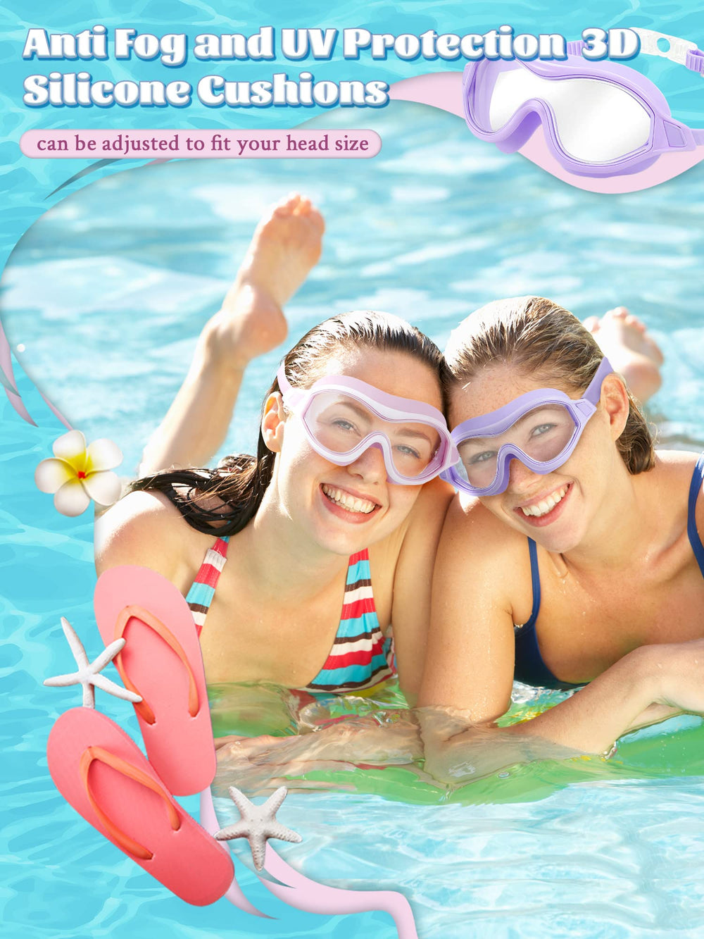 Dunzy four macaron-colored goggles laid out to show color options and sharing value