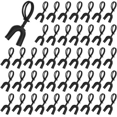 Dunzy front pack of 60 black mouthguards showing bulk supply and convenience