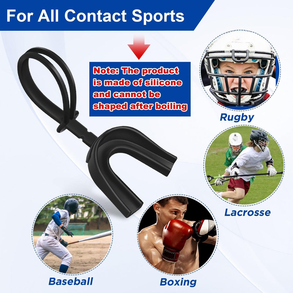 Dunzy mouthguard worn with helmet demonstrating stable in-play positioning