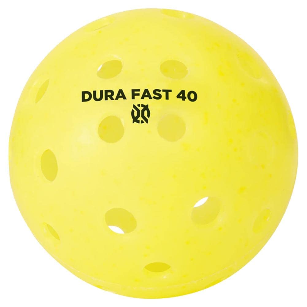 DURA FAST 40 in play on outdoor court with player hitting ball showing consistent flight
