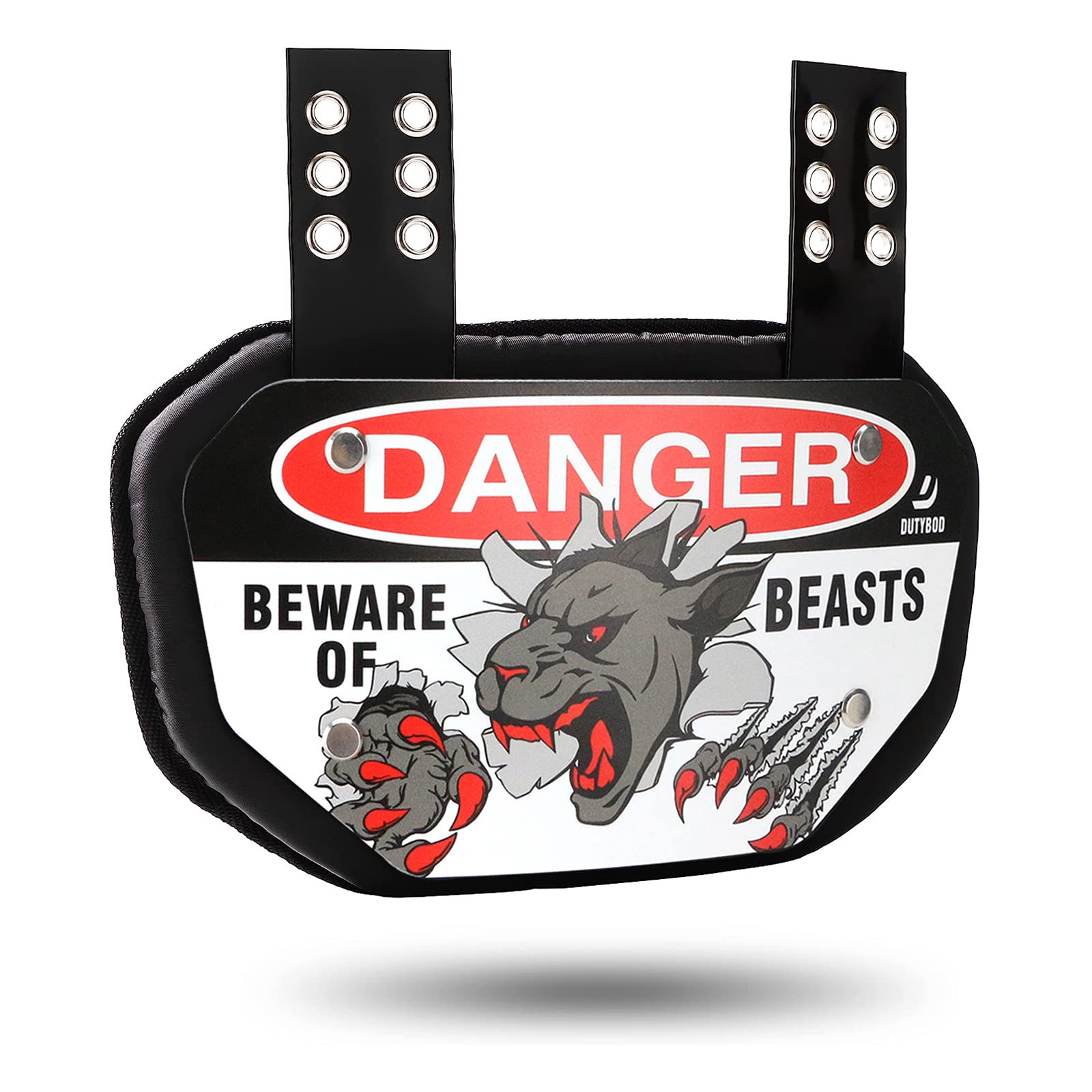 DUTYBOD front view of lower back protector showing full coverage and secure fit
