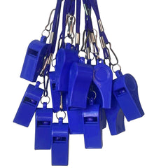 DYBADYSA front view of 20 blue whistles showing complete set and convenience