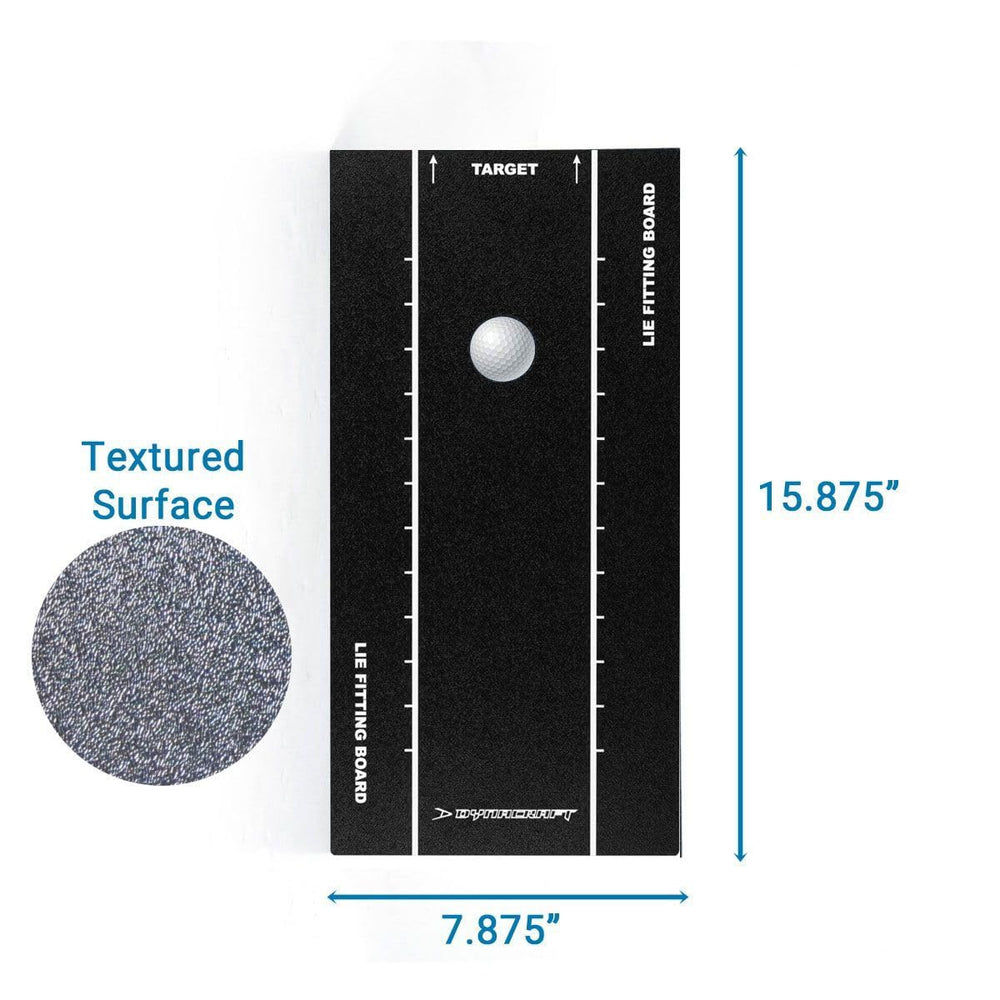 Dynacraft lie board in use closeup with club sole mark for instant fitting feedback