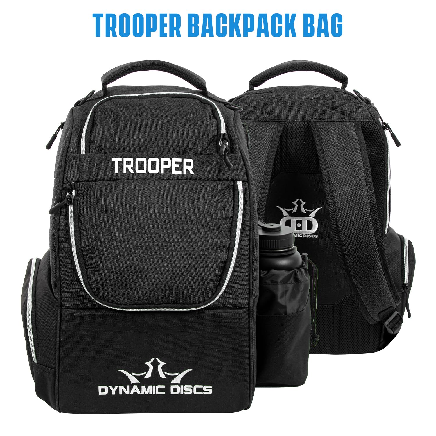 D·D Dynamic Discs Trooper open main compartment showing capacity for 18+ discs