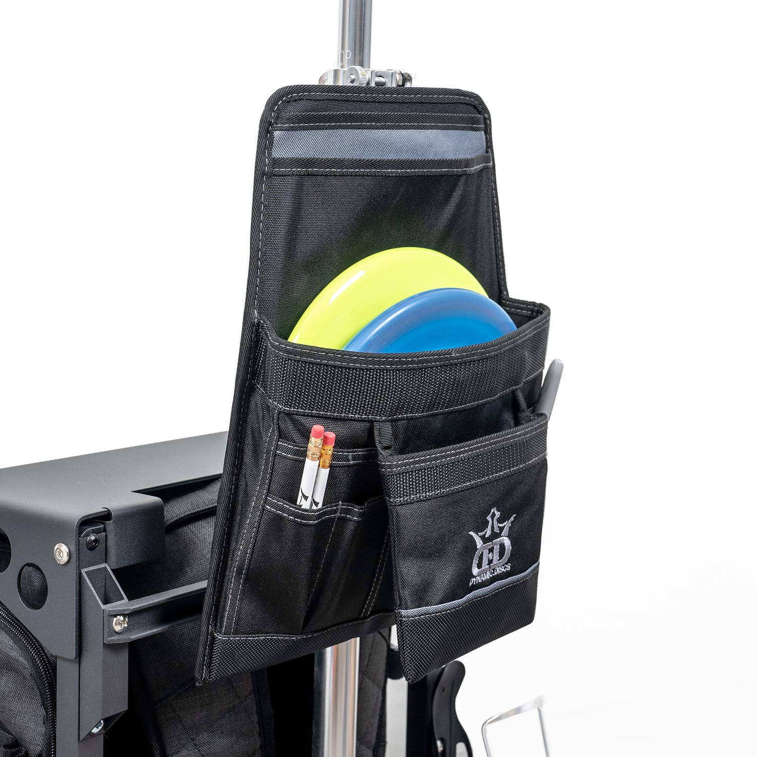 Dynamic Discs close-up of pouch material and Velcro strap for durability benefit