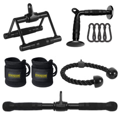 DYNASQUARE rotating lat pulldown bar front view showing durable coating and swivel benefit