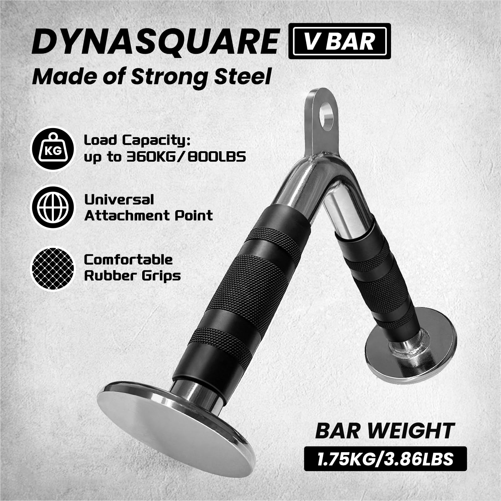 DYNASQUARE V-shaped bar ends with rubber knobs for secure hand placement