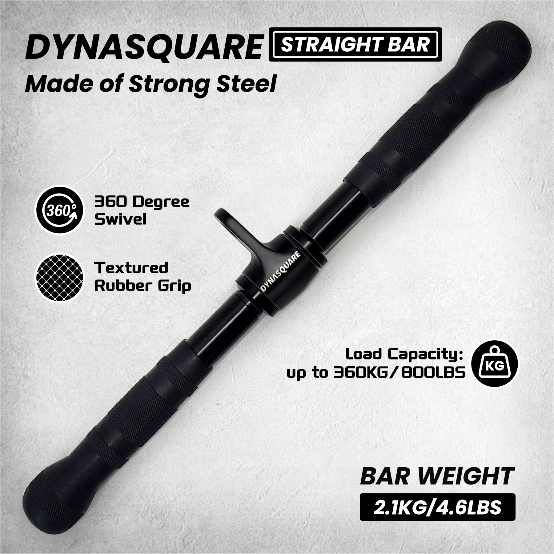 DYNASQUARE V-shaped bar flat knobs detail demonstrating non-slip end stops benefit