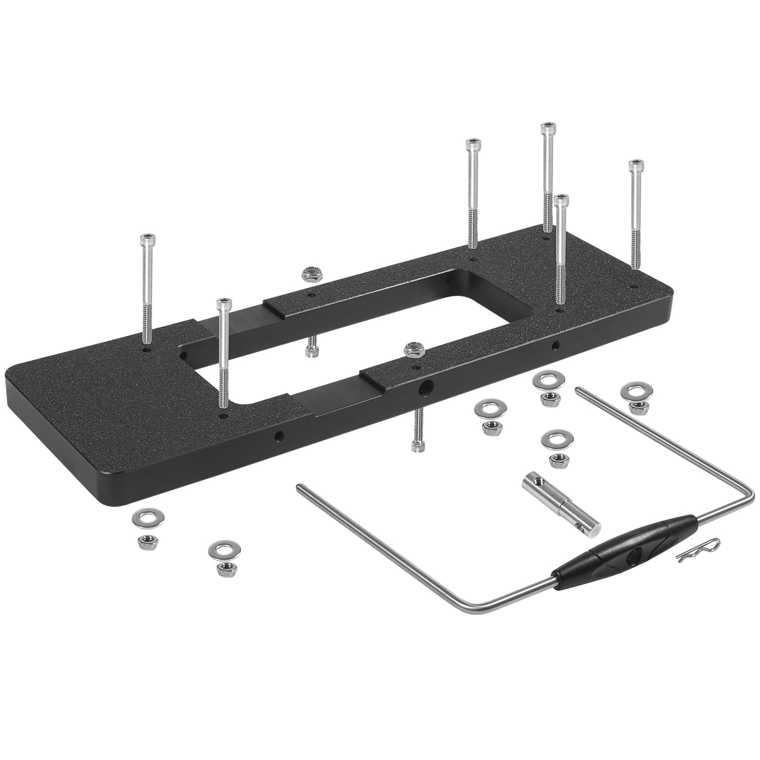 E-cowlboy bracket engaged with deck puck connection for fast drop-in
