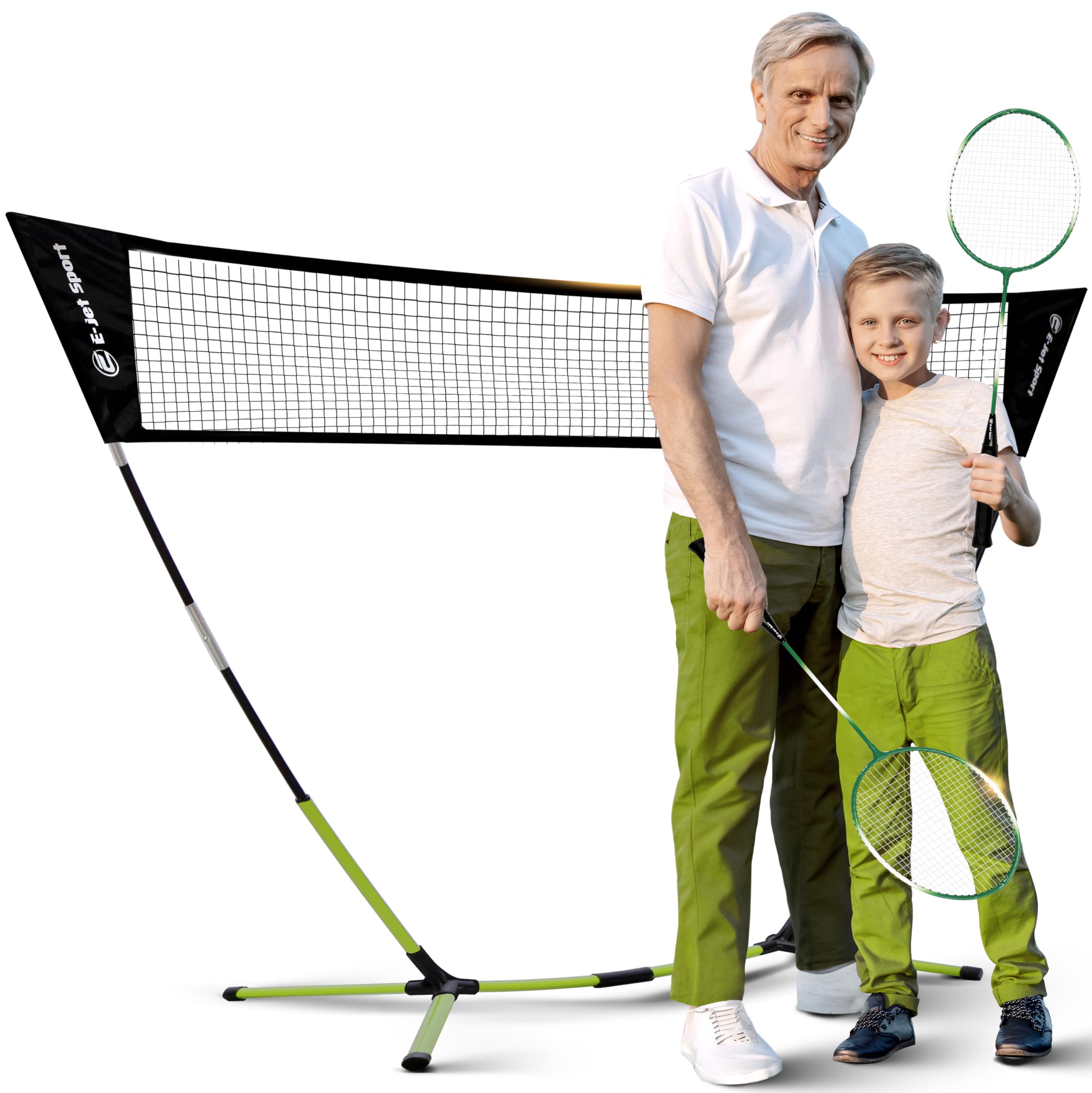 E-Jet front view of assembled net showing full-size play area and portability benefit