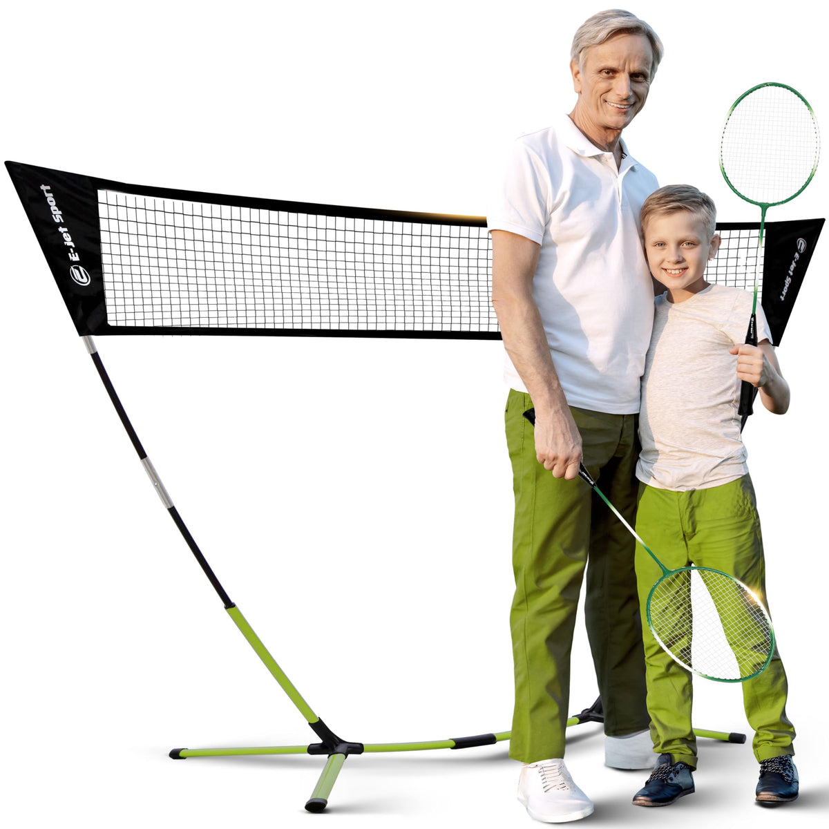 E-Jet front view of assembled net showing full-size play area and portability benefit