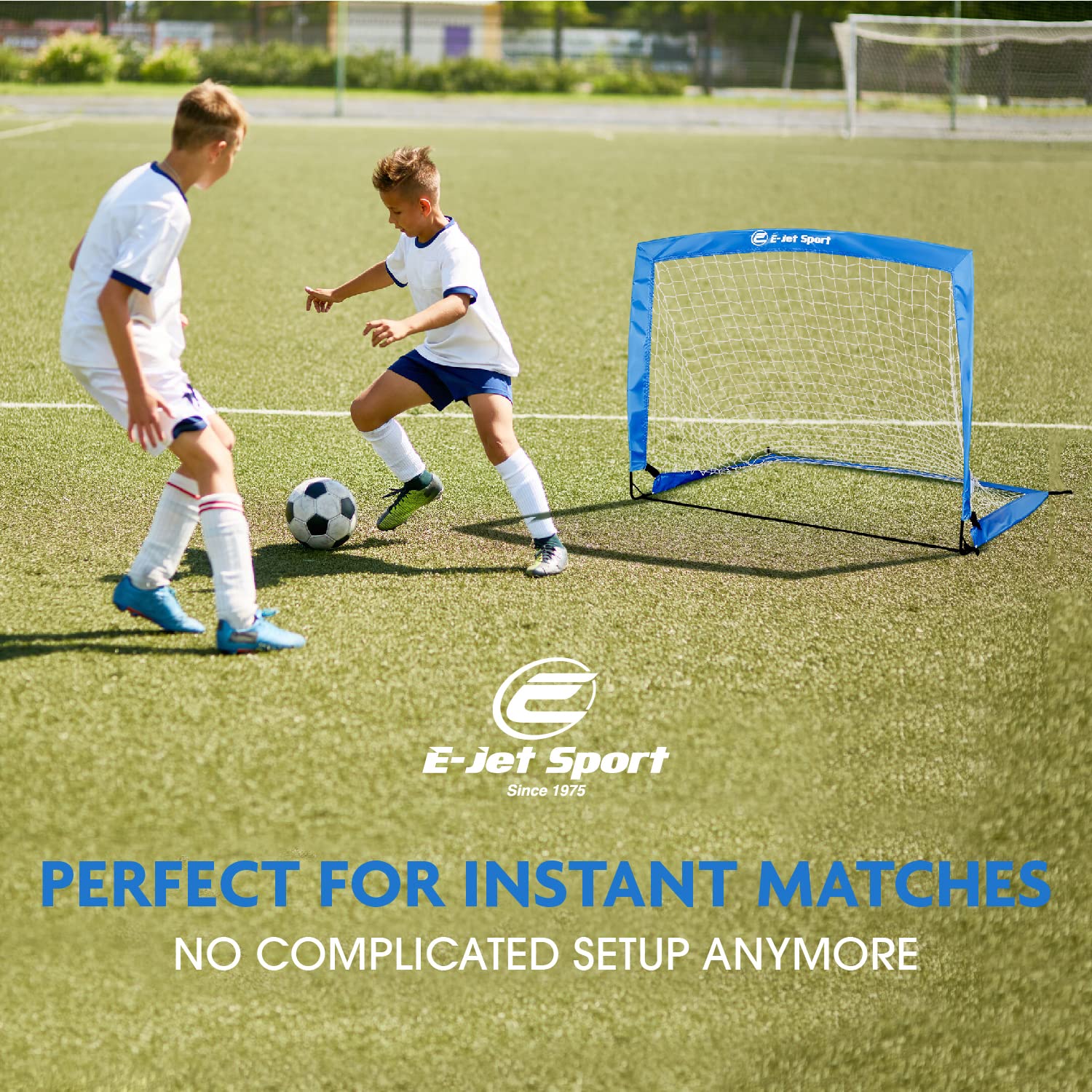 E-Jet U-shaped ground pegs anchored in grass for improved stability
