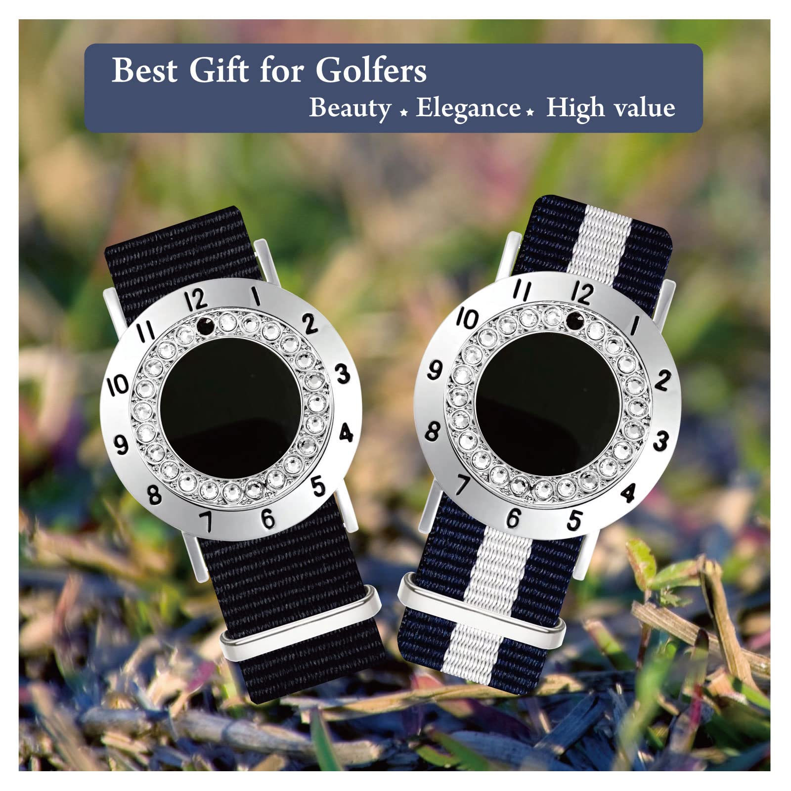 E TRUEE bracelet worn on wrist while golfing for hands-free convenience