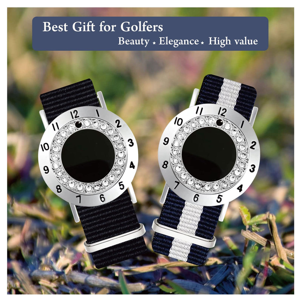 E TRUEE bracelet worn on wrist while golfing for hands-free convenience