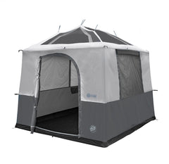 E-Z UP front view of Camping Cube Sport showing enclosed 10x10 space and privacy