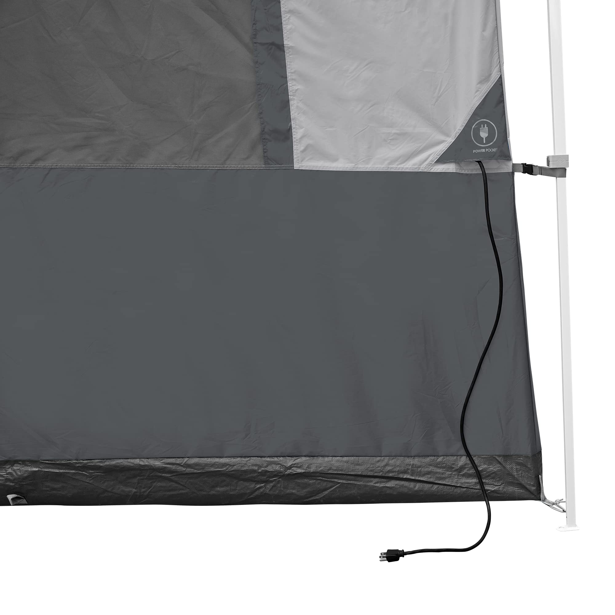 E-Z UP Camping Cube at night with flaps closed for privacy and light control