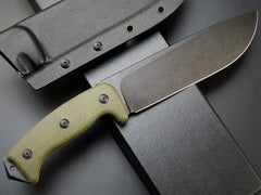 Eafengrow EF148 handle detail showing two-tone Micarta and G10 spacers for grip