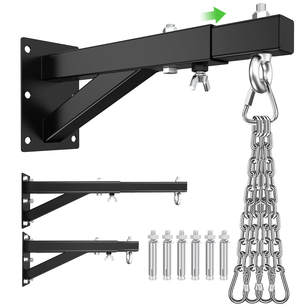 Eapele front view of mounted bracket showing secure wall attachment and stability