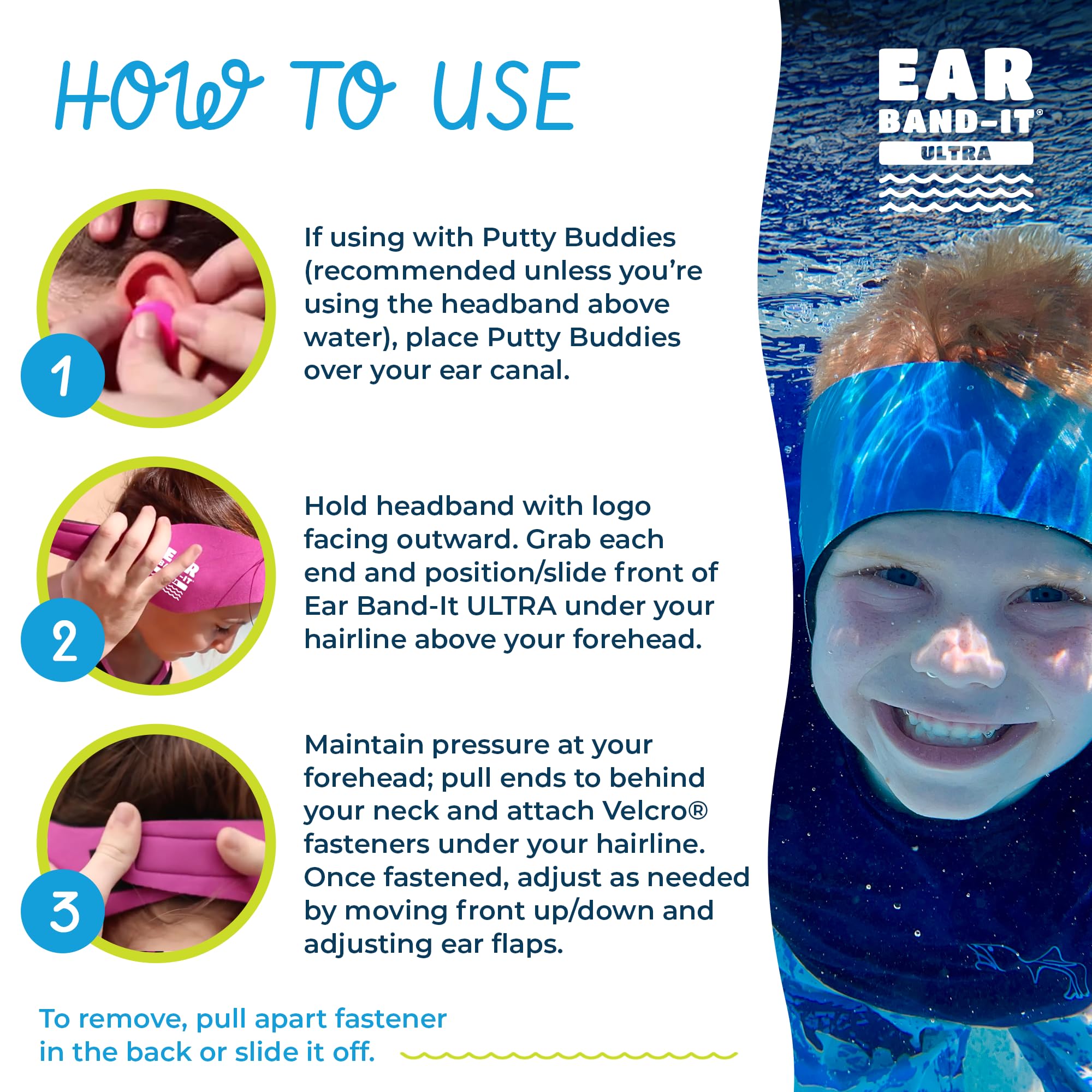 Ear Band-It Ultra packaging with accessories showing ready-to-use benefit