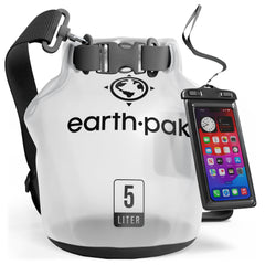 Earth Pak front view showing compact dry bag protecting essentials