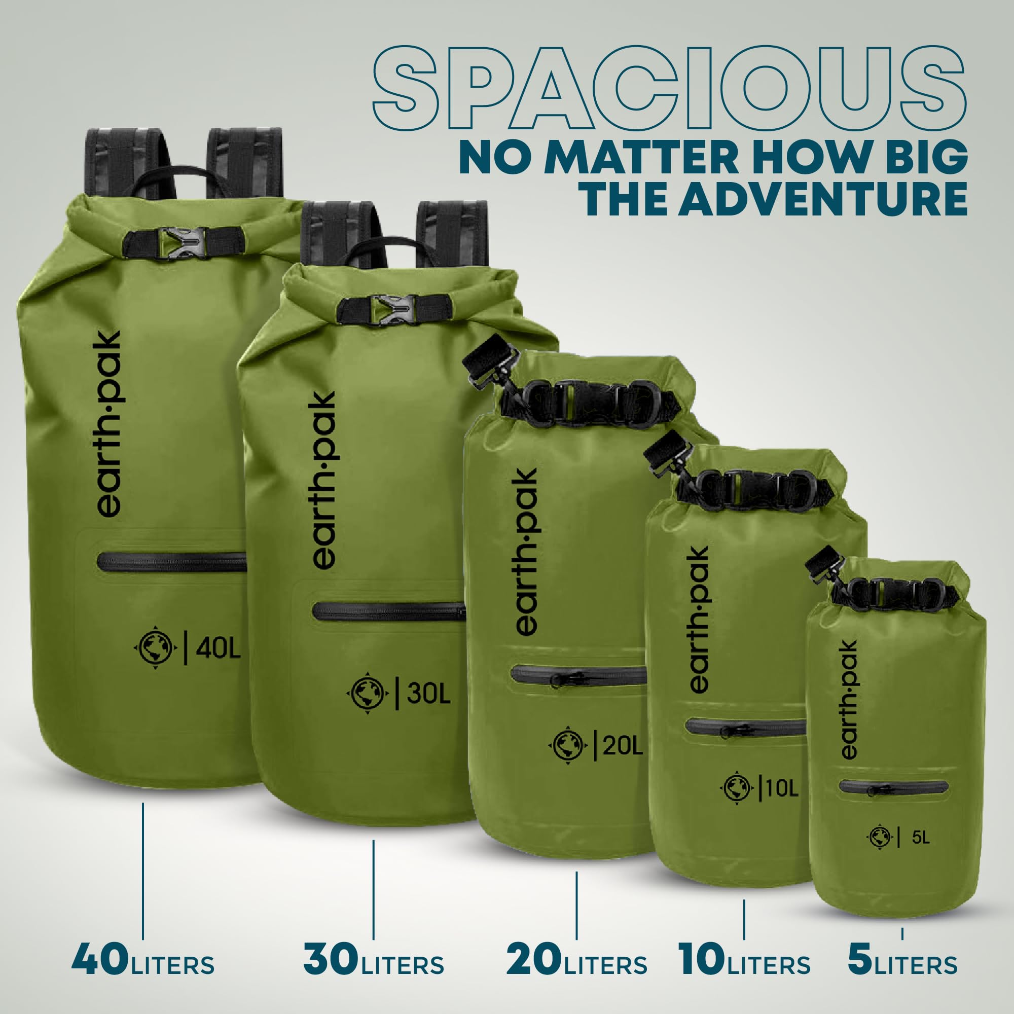 Earth Pak material close-up 500D PVC showing durable waterproof protection
