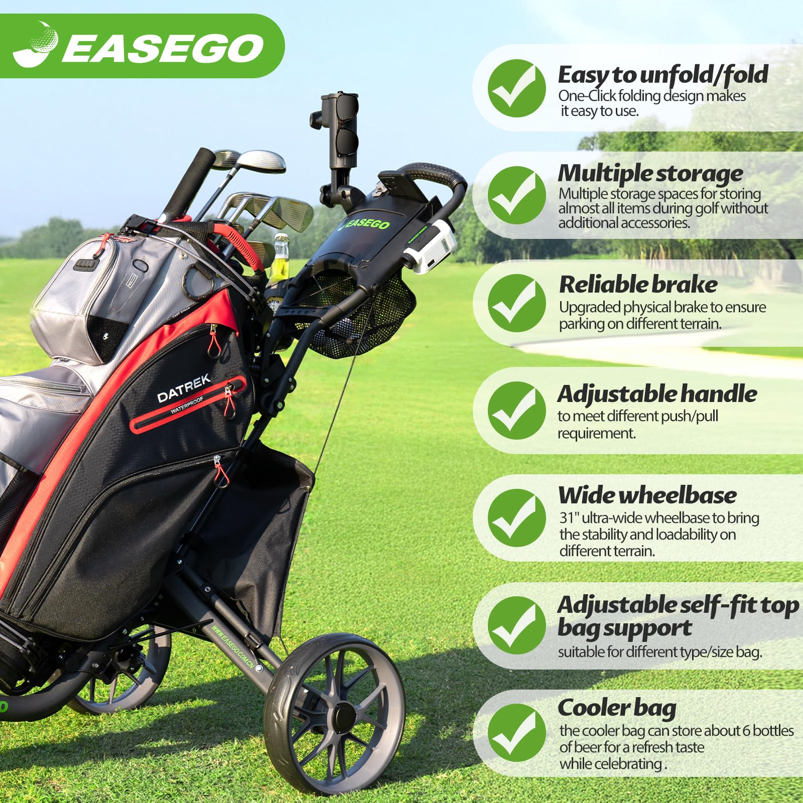 EASEGO adjustable top bag holder securing various bag sizes
