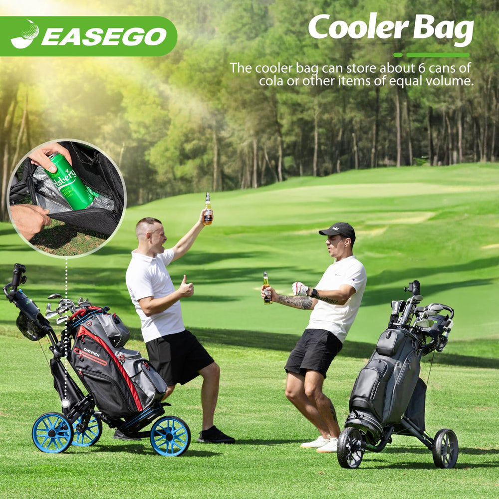 EASEGO phone cup and umbrella holders offering easy access on course