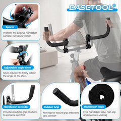 EASETOOL adjustable angle stem close-up showing silver adjuster for personalized reach and posture benefit