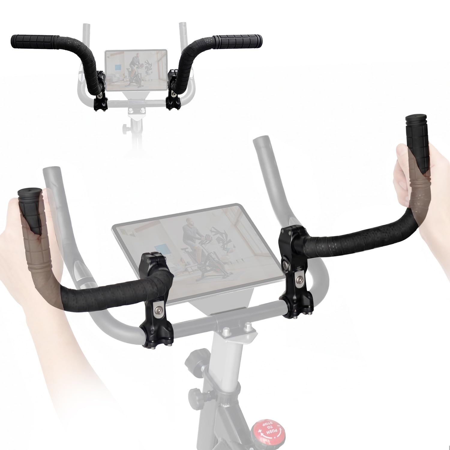 EASETOOL handlebar extender front view showing durable aluminum body and stable clamp providing solid support