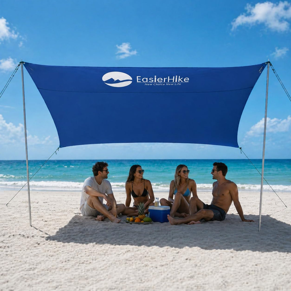 EasierHike front view of beach canopy showing shade and UPF protection
