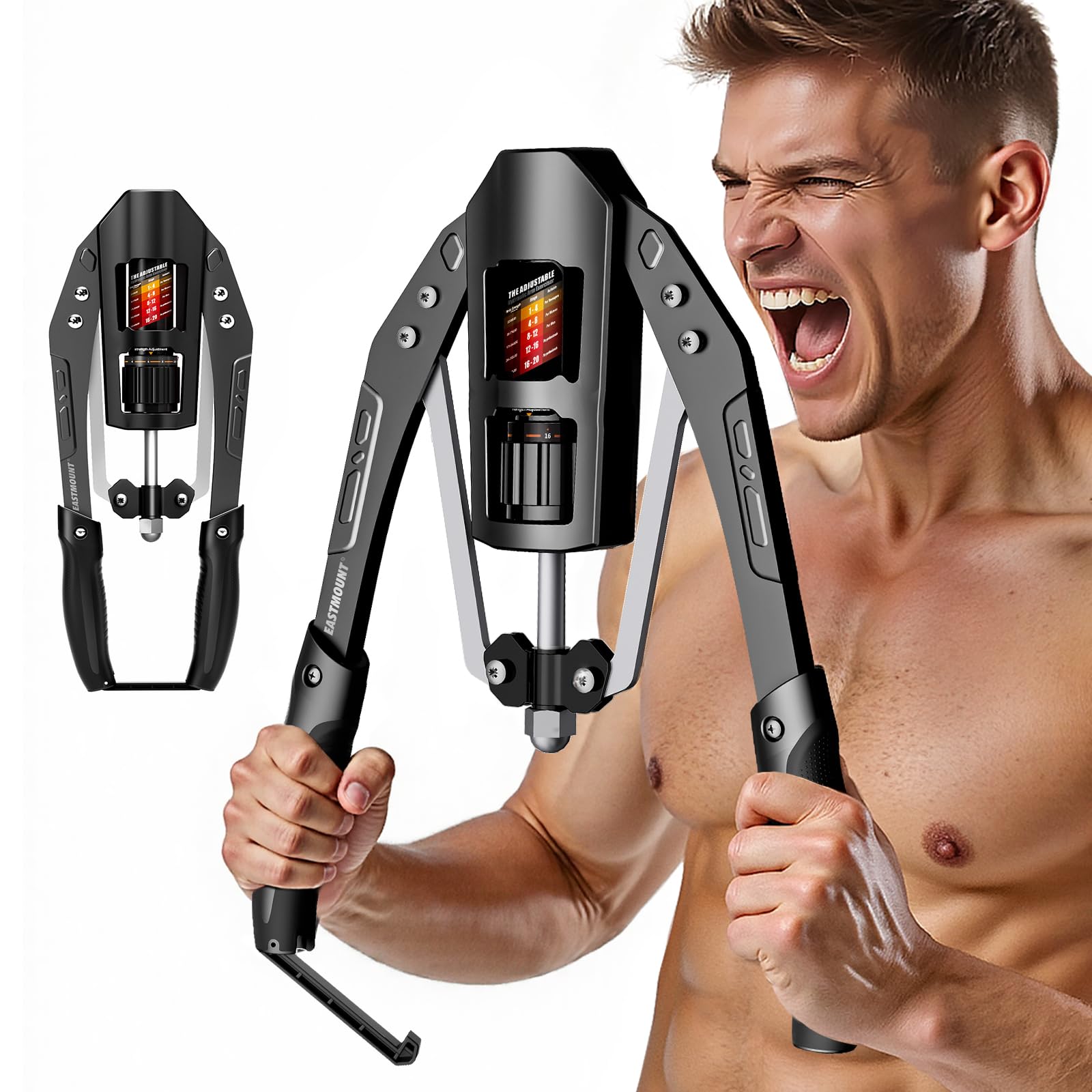 EAST MOUNT front view showing compact, durable arm twister benefits portability