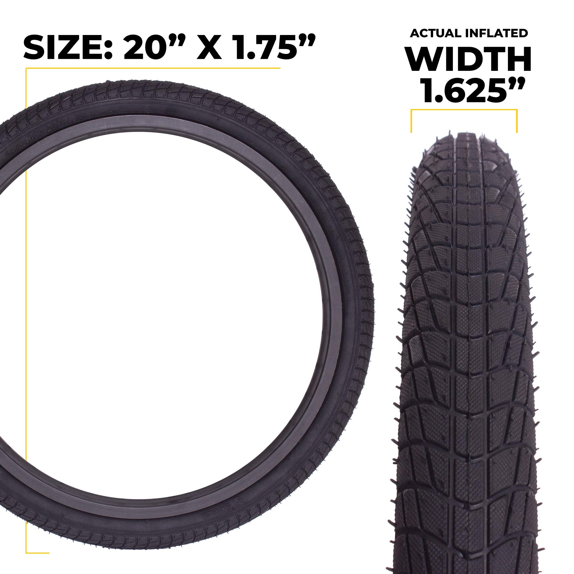 Eastern Bikes sidewall detail showing size markings and durable construction benefits