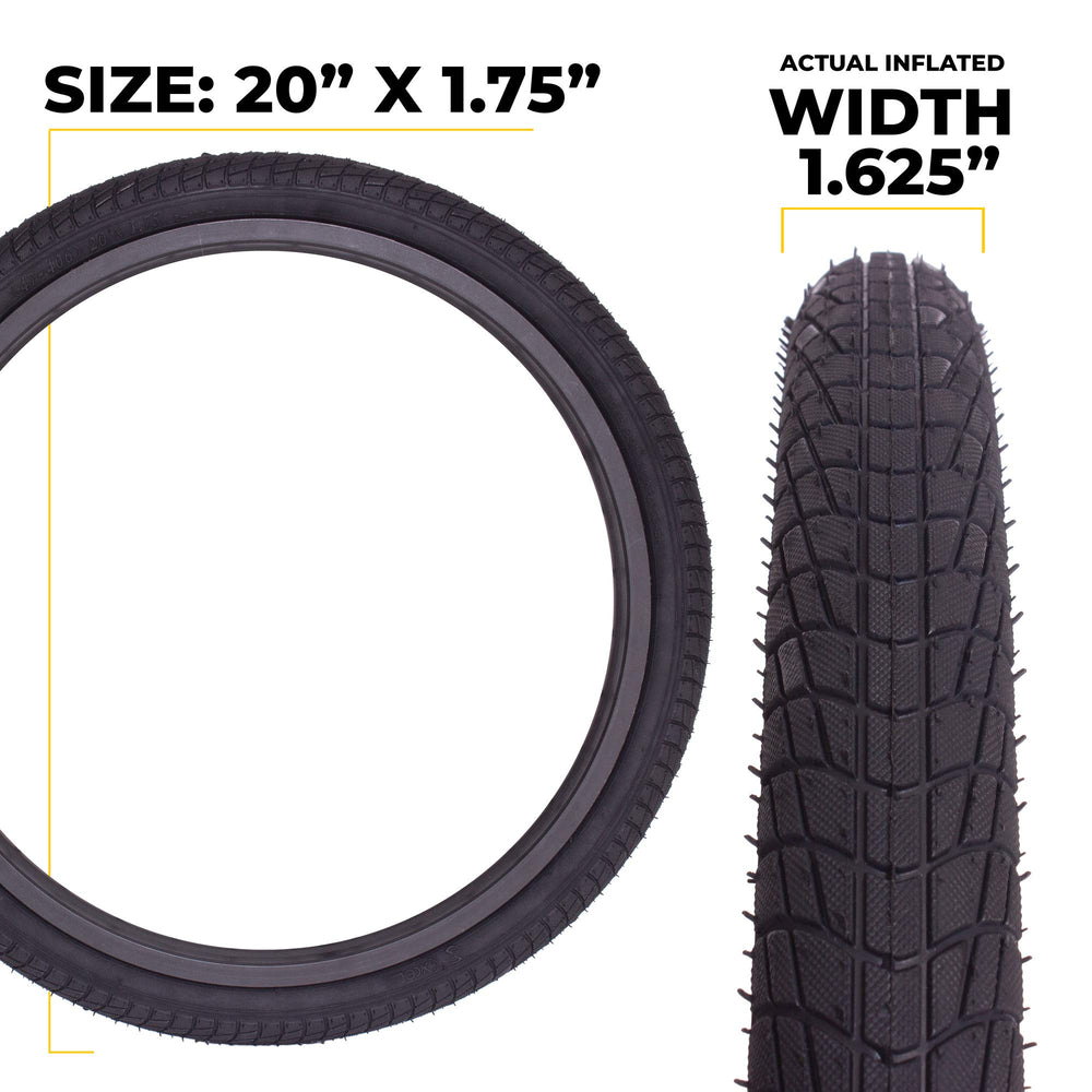 Eastern Bikes sidewall detail showing size markings and durable construction benefits