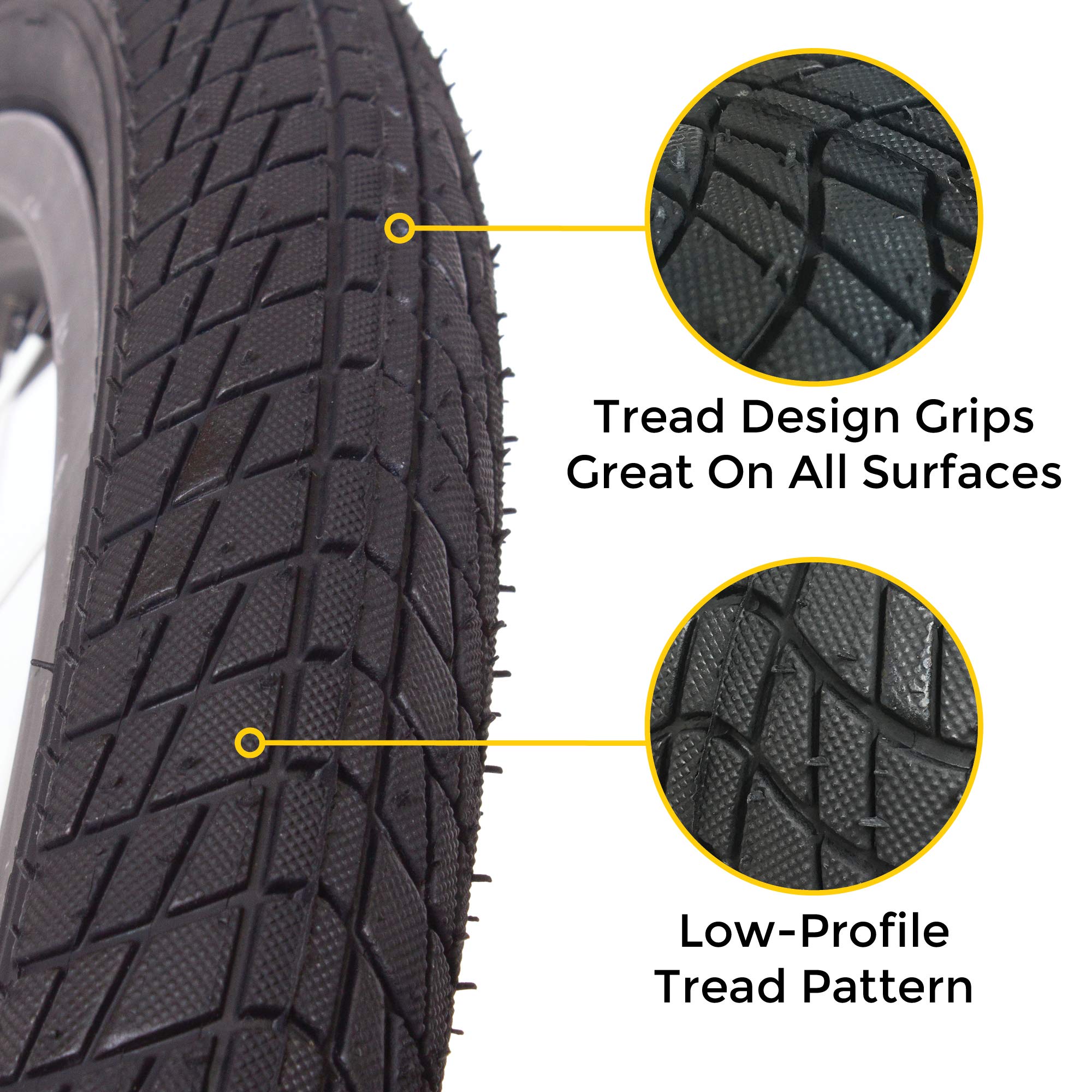 Eastern Bikes tread close-up highlighting grip pattern for improved traction and control