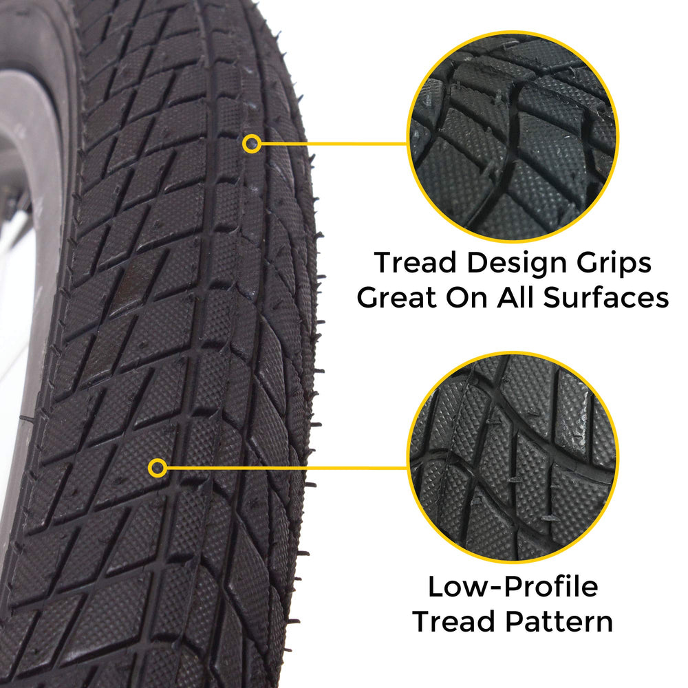 Eastern Bikes tread close-up highlighting grip pattern for improved traction and control