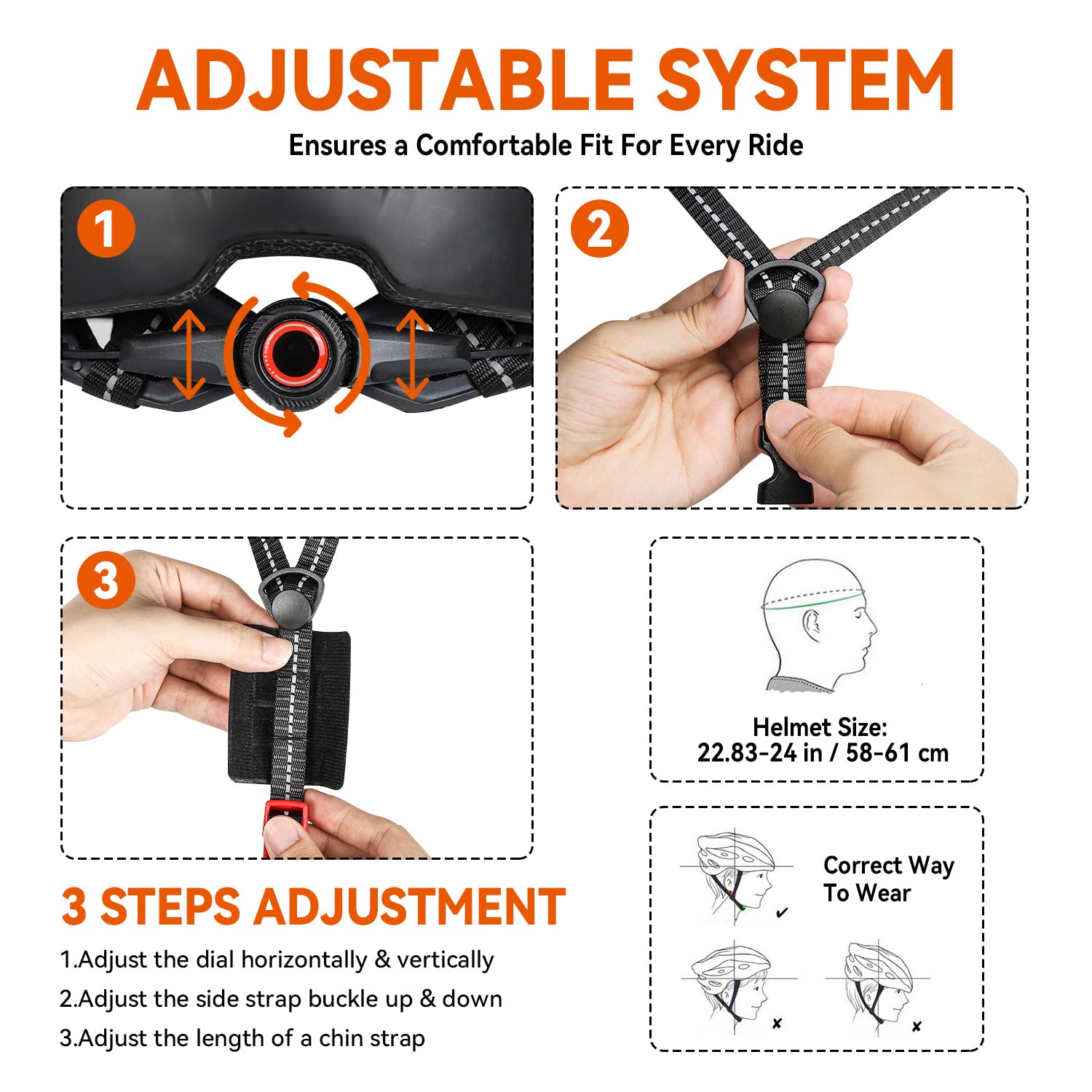 EASTINEAR chin straps with reflective details increasing low-light safety