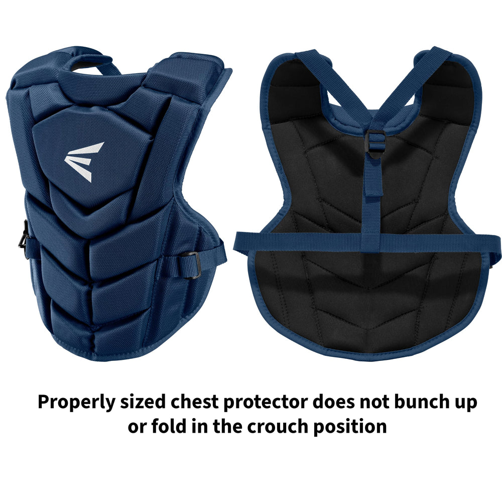 Easton chest protector padding detail resisting bunching for secure coverage