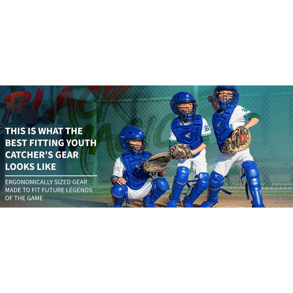 Easton helmet label and straps displaying youth sizing and adjustable fit