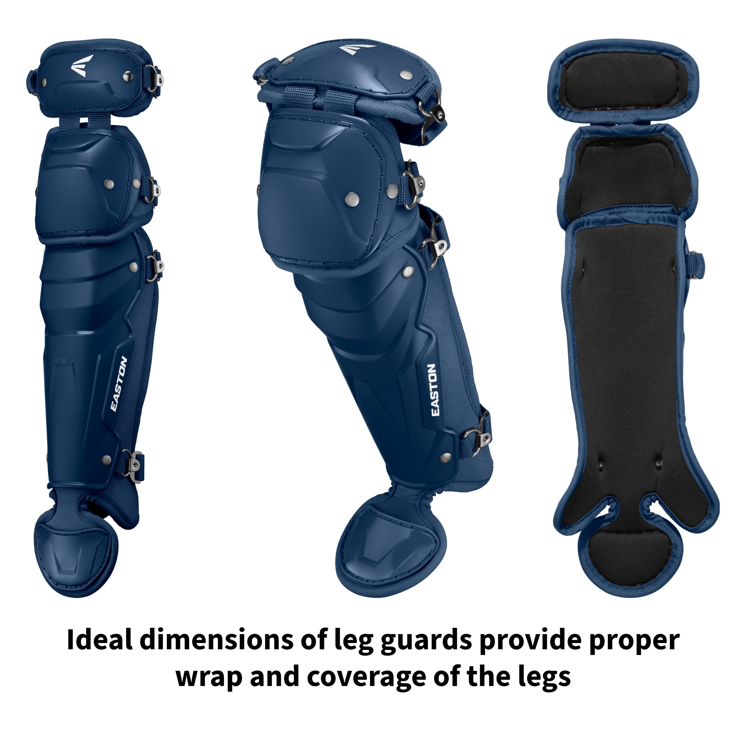 Easton articulated leg guards showing contour zones for natural flex