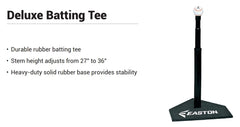Easton Deluxe batting tee base close-up highlighting heavy-duty stability for repeated swings