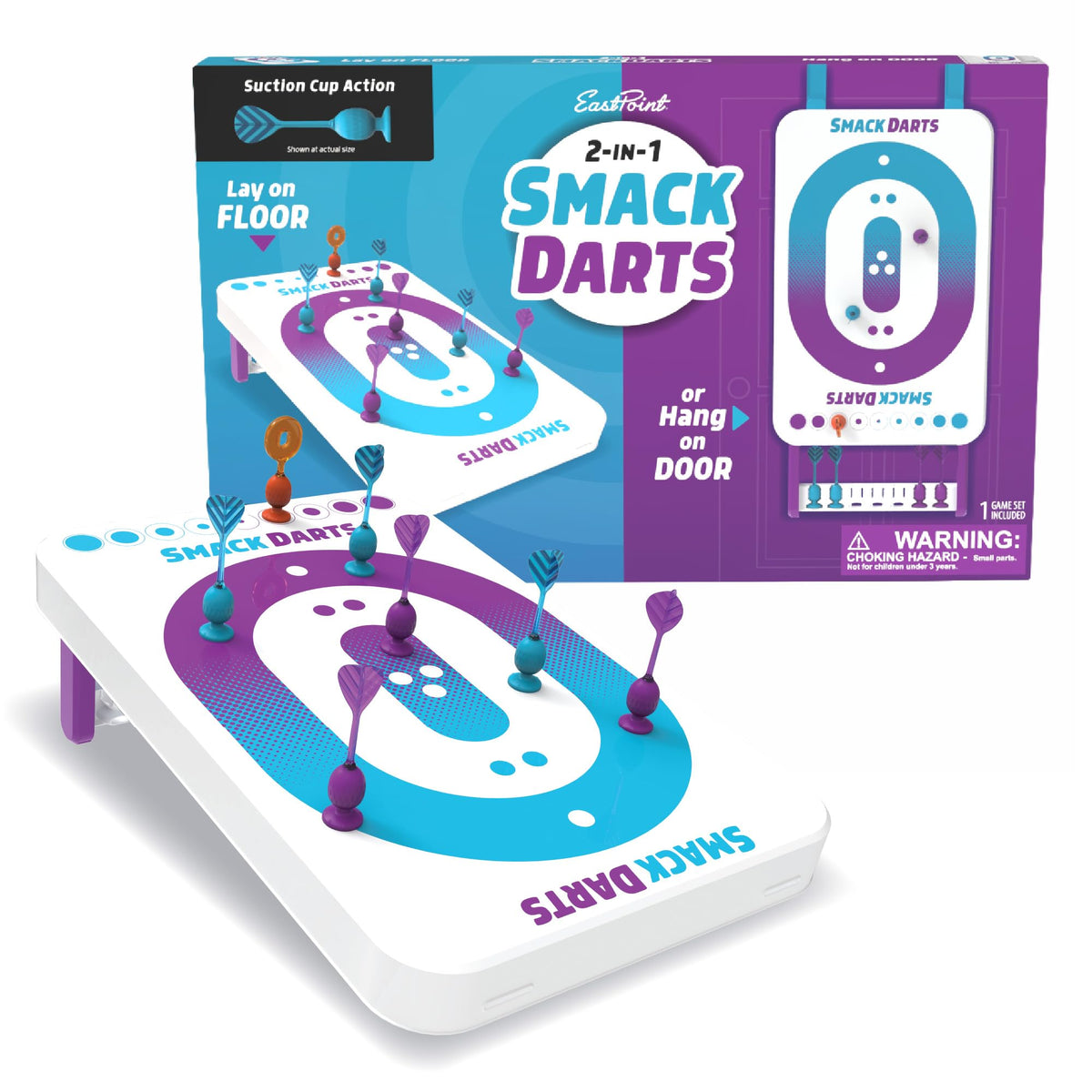 EastPoint front view dartboard showing colorful target face and immediate playability