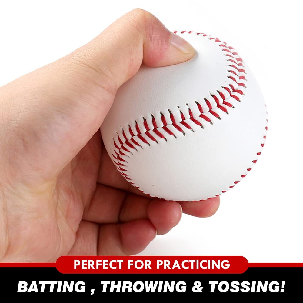 EASY BIG practice baseball closeup with leather cover and red stitches for realism