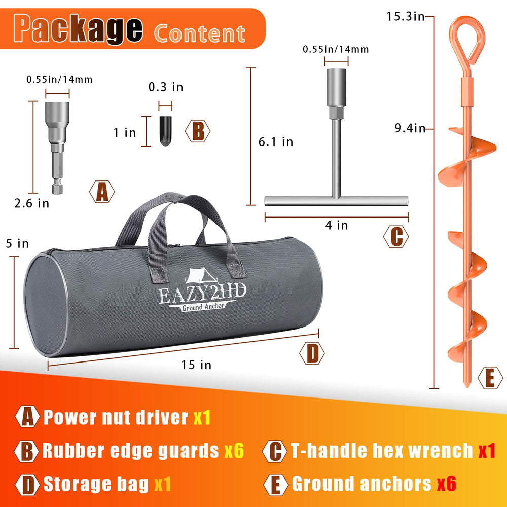 Eazy2hD included T-handle, power nut driver and storage bag organized