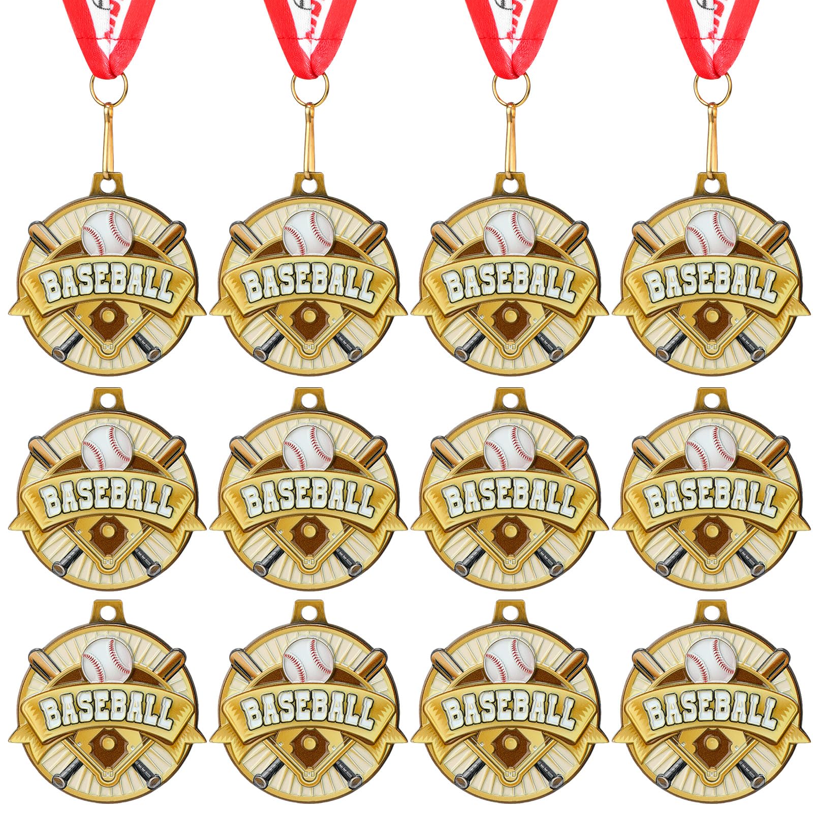 Ecation front view gold baseball medal showing stylish design benefit recognition