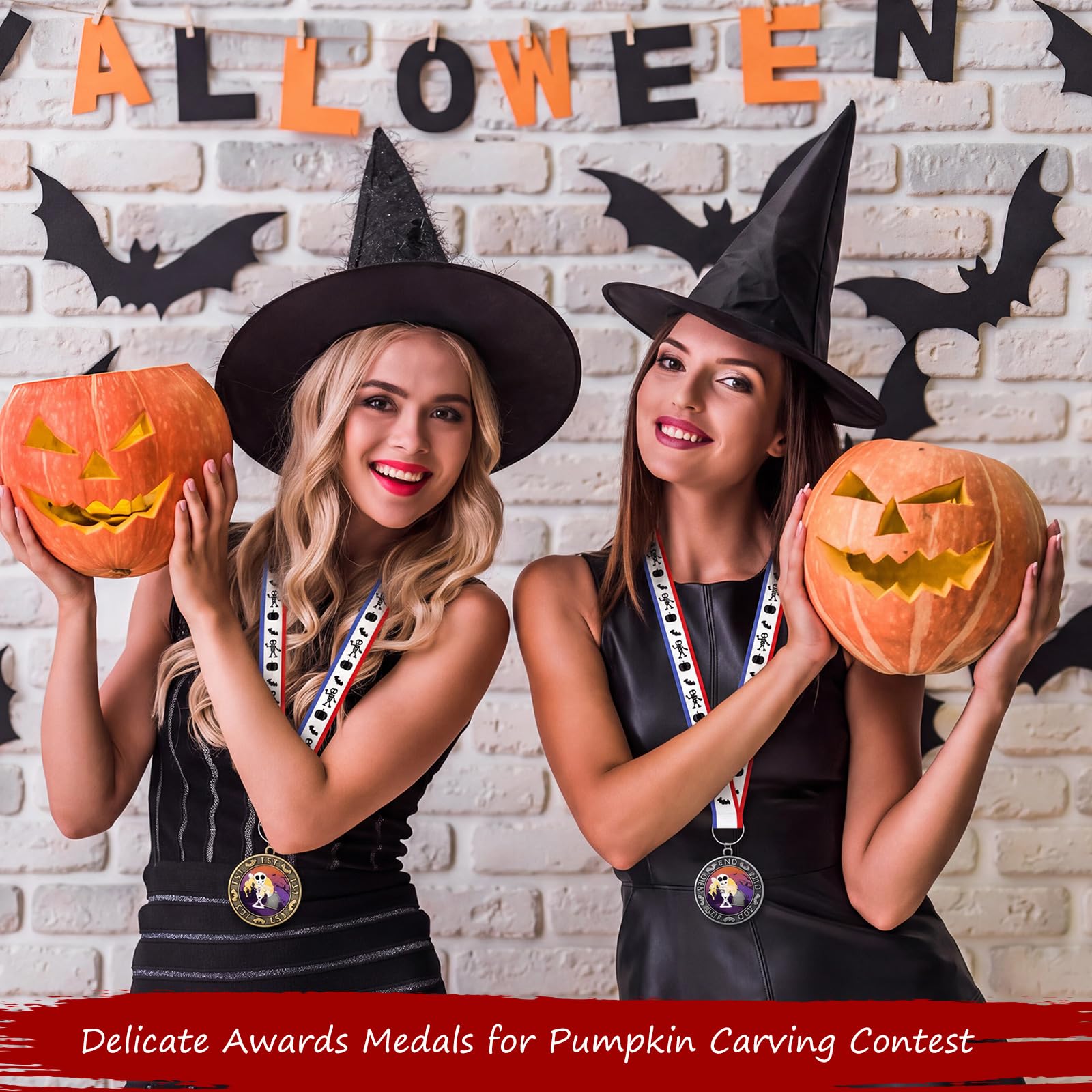 Ecation party display with medals on table enhancing Halloween contest atmosphere