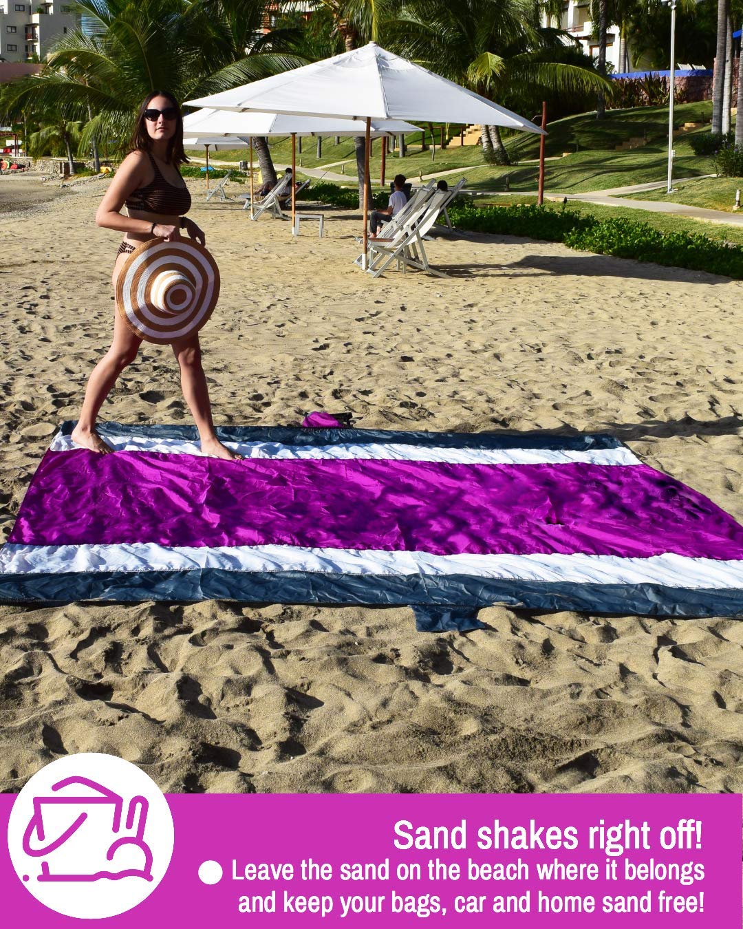 ECCOSOPHY folded blanket in travel bag, emphasizes lightweight packability