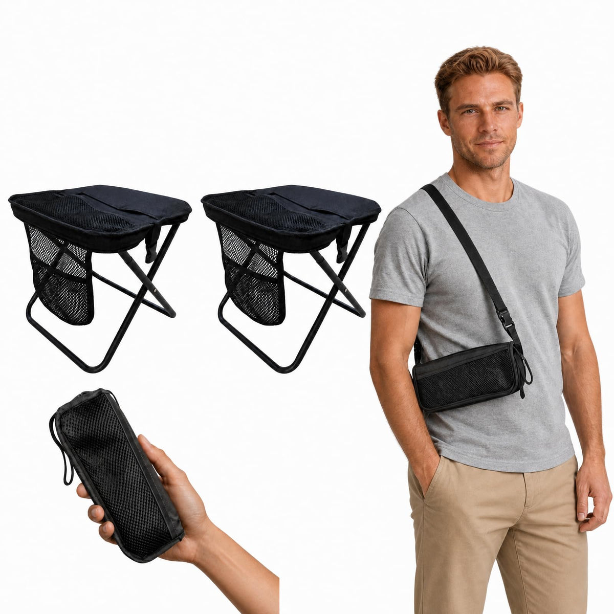 EchelonPeak front view packed showing compact carry and portability