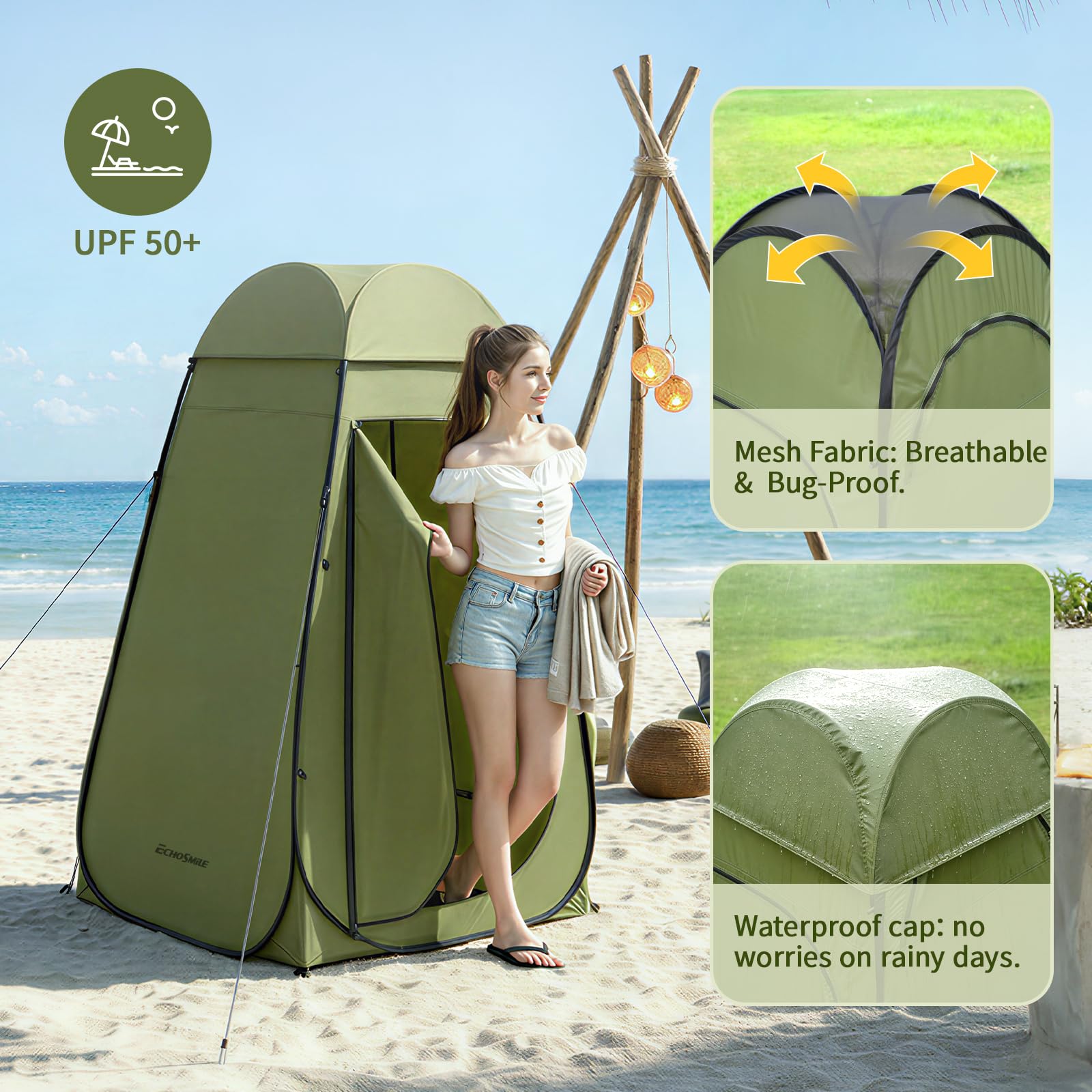 EchoSmile folded tent inside carry bag for compact transport and easy packing