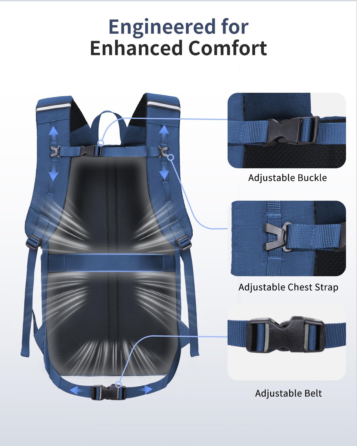 ECOHUB back panel ventilation with grooved padding for cooler comfort